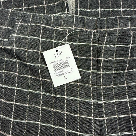 J. Jill NWT Ponte Full Wide Leg Cropped Pull On High Rise Windowpane Plaid NWT L - Picture 2 of 7
